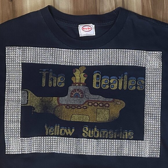 Spenny Lane Custom Made Cropped Band Tee The Beatles Yellow Submarine Rock Shirt - Picture 4 of 5